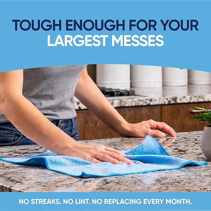 Microfiber Wholesale 16" x 16" All Purpose Towels - 50 Pack - Reusable Wash Cloths, Dust, Kitchen, Car, Shop Rags for Cleaning (Blue)