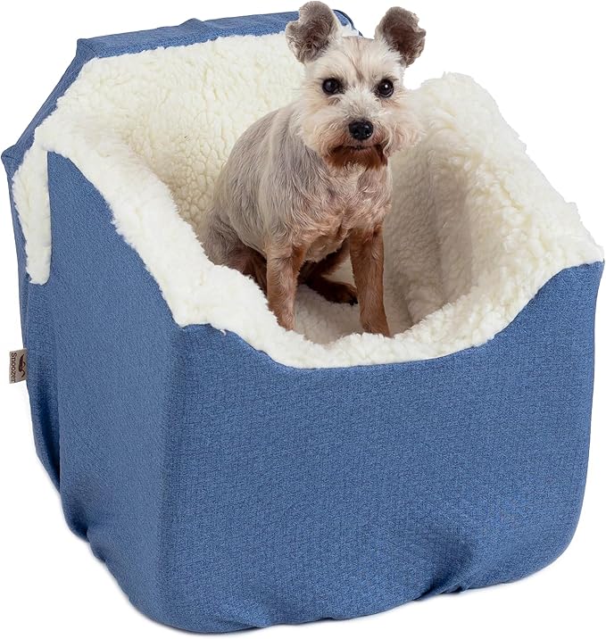 Snoozer Dog Car Seat: Lookout I Dog Booster Car Seat for Pets up to 18lbs, Helps Alleviate Travel Sickness & Fear for Dogs, Removable Washable Cover – Denim Diamond, Size Small