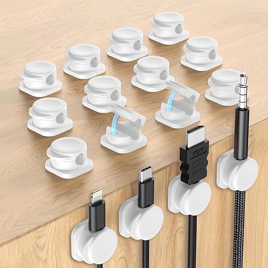 Cord Organizer, Magnetic Cable Clips Cable Management, Cord Management with Enhanced Adhesive, Desk Organizer Office Desk & Computer Accessories for Office Desk Nightstand Wall Car