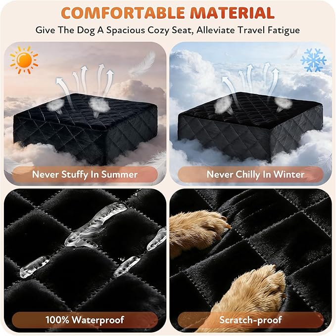 Dog Car Seat for Small/Medium Dogs, Dog Booster Seat with Thick Comfort Foam for Pets Up to 35 lbs, Washable & Detachable Pet Cars Seat with Safety Tether, Storage Pockets,Universal Car Seatbelt Clip