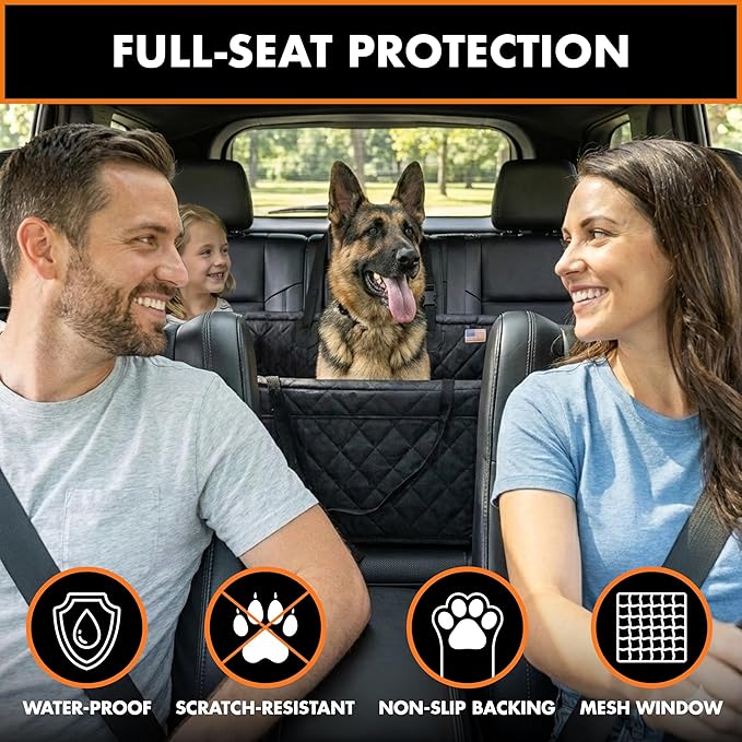 YoGi Prime Half Hammock Dog Seat Cover for Back Seat - Waterproof Half Backseat Dog Cover, Space Saving Split Seat Design, Universal Fit & Heavy Duty Pet Restraint