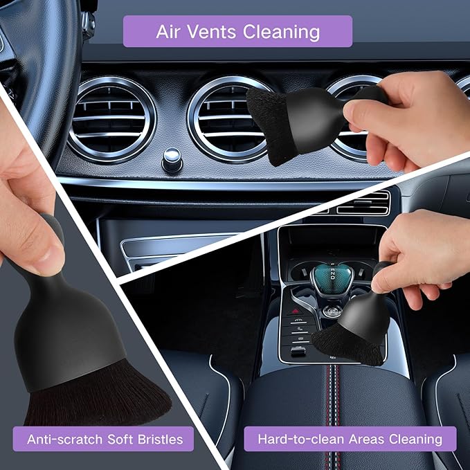 Qydipclin 10pcs Windshield Cleaning Tool Inside Car Window Cleaner Wash Kit with 4 Reusable Microfiber Pads 1 Spray Bottle and Extendable Handle Interior Auto Glass Wiper Kit, Purple