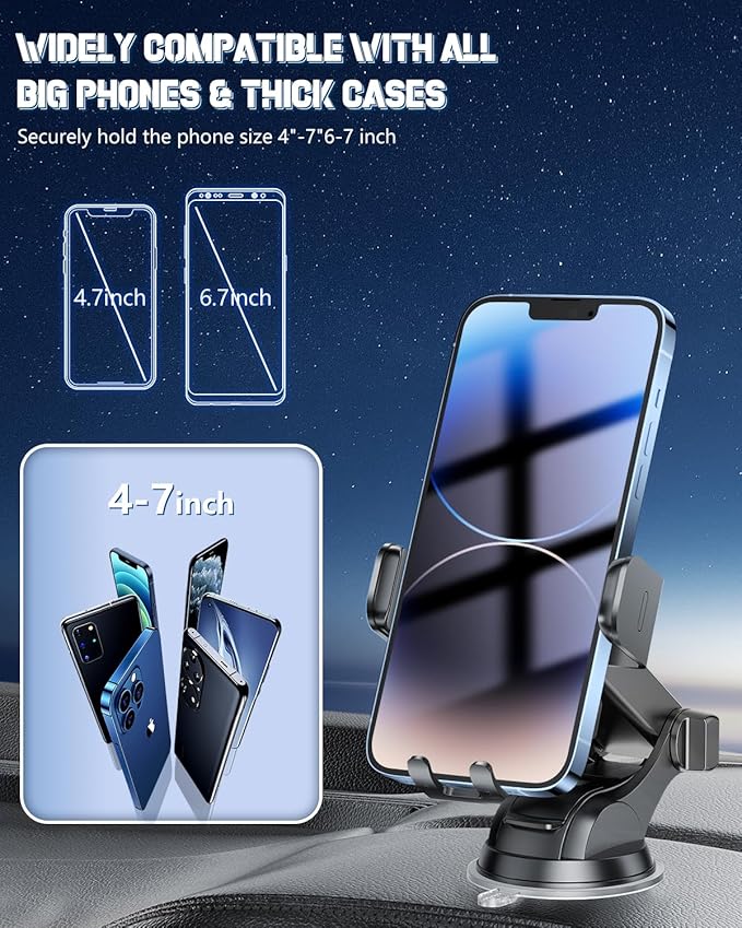 Wireless Car Charger, Fast Charging Phone Holder 3 in 1 Phone Mount Auto Clamping Car Accessories Compatible with iPhone 17 16 15 14 13 12 11 Xs XR, Samsung S23 Ultra S22 S21 S20/S10+ S9+ Note 9
