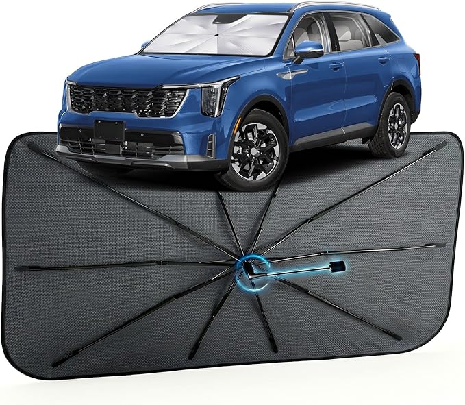 Car Windshield Sun Shade for Kia Sorento 2021-2026 –[Reflective Coated Fabric] Sunshade Umbrella for Front Window, Car Shades Sun Visor Keep Car Cool and Protects Interior, 1:1 Exact Fit