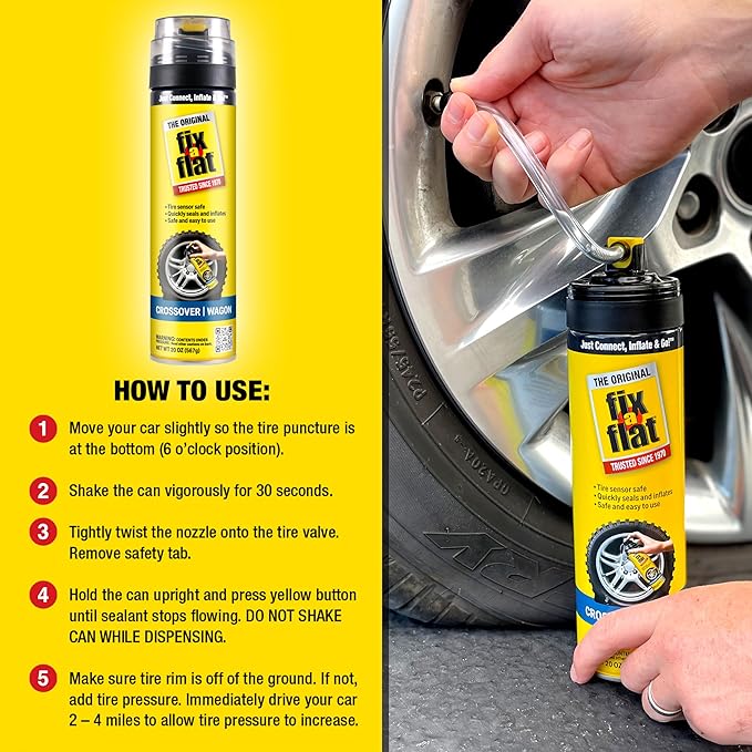 Fix-A-Flat S60430 Aerosol Emergency Flat Tire Repair and Inflator, for Large Tires, Eco-Friendly Formula, Universal Fit for All Cars and Small Trucks/SUVs, 20 oz. (Pack of 1)