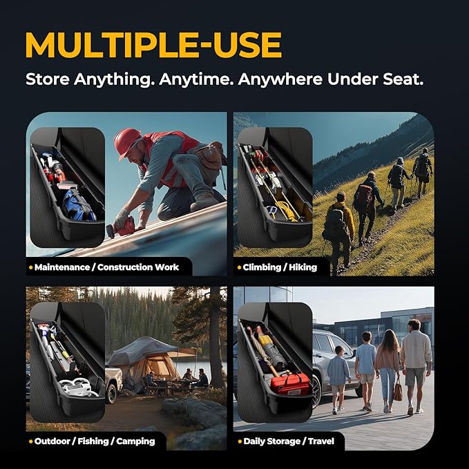 Auto Dynasty Under Seat Cargo Storage Box Organizer Fit for 2015-2025 Ford F150 Crew Cab, F250 F350 Super Duty Crew Cab, Rear Extra Cargo Store Truck Organizer