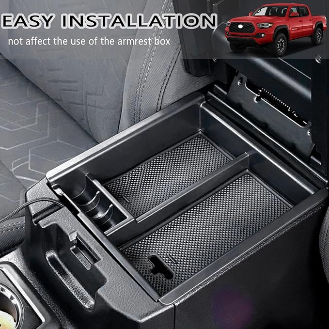 JDMCAR Center Console Organizer Tray Compatible with Toyota Tacoma Accessories 2016-2022 2023, Armrest Insert Container ABS Material Secondary Storage Box