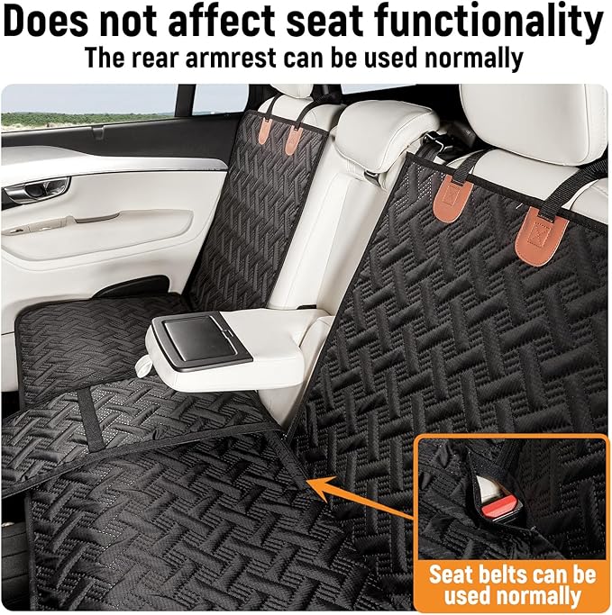 YJGF Dog Car Seat Cover for Back Seat Truck,Truck Back Seat Pet Cover for Dogs,Waterproof Scratchproof Rear Bench Seat Cover Protector (Black, XL)