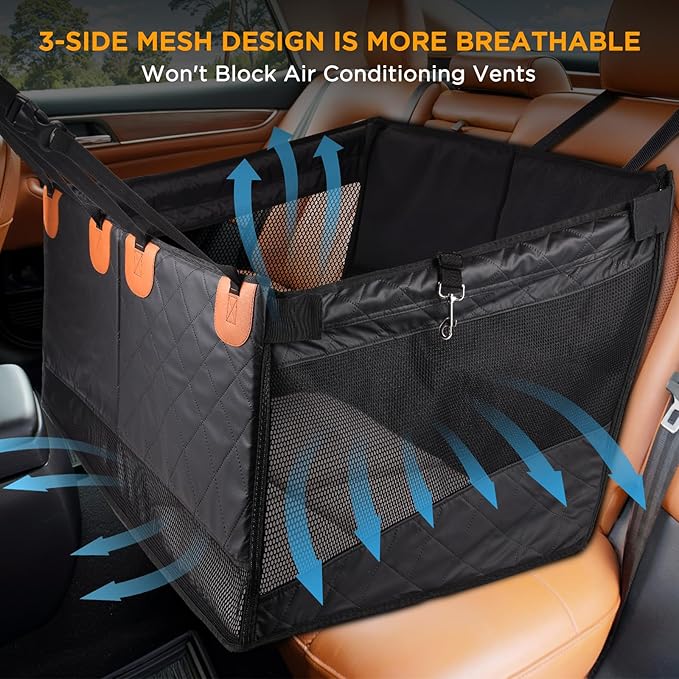 BONTHEE Back Seat Extender for Dogs,Hard Bottom Dog Car Seat Cover for Back Seat Holds 400lbs,Waterproof Anti-Scratch PU Leather Backseat Extender for Dogs,Dog Hammock for Car SUV Truck