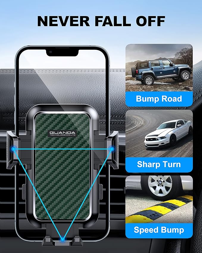 [2026 New] Car Vent Phone Mount, [Upgrade Hook Clip Never Shake] Adjustable 360 Rotation Vent Clip Car Phone Holder Mount, Big Phone & Thick Case Friendly Fit for All iPhone, Samsung & Cell Phone