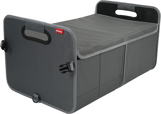 Car Trunk Organizer With Soft Cover and Storage Bin Essentials Collapsible Organization Accessories for SUV/Sedan Grey