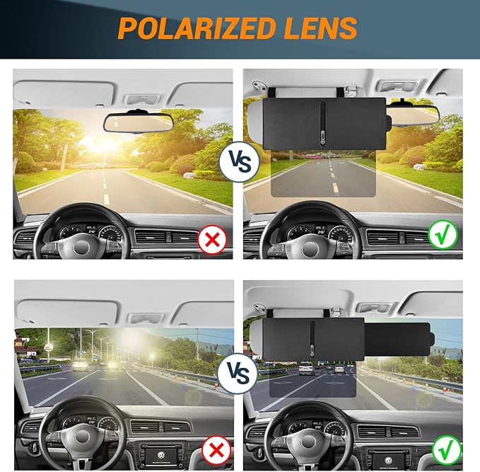 Zeyitian Upgraded Polarized Car Visor Extender Sun Blocker Sun Visor Extender for Car Visor,Sun Visor for Windshields Automotive Interior Sun Protection,Protects from UV Rays (Driver Side)