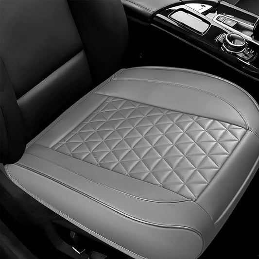 1PC Leather Car Seat Cover, Front Bottom Seat Cushion Cover, Car Seat Cover, Front PU Leather Seat Covers, Anti-Slip and Wrap Around The Bottom with Storage Pocket Suitable for Most Vehicles (Grey)