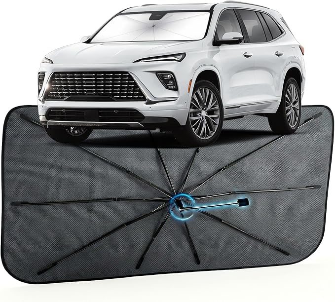 Car Windshield Sun Shade for Buick Enclave 2018-2026 –[Reflective Coated Fabric] Sunshade Umbrella for Front Window, Car Shades Sun Visor Keep Car Cool and Protects Interior, 1:1 Exact Fit