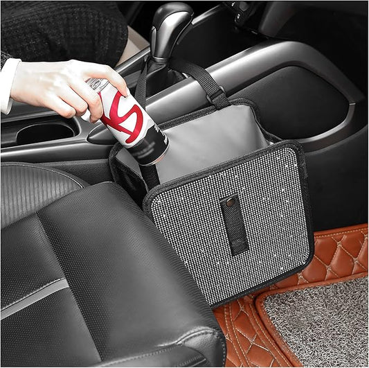 Foldable Car Trash Cans with Rhinestone,Bling Car Trash Bin for Car Seat Organizer & Car Decorations,Universal Bling Car Accessories Car Garbage Can for Most Cars,SUVs,Trucks (White)