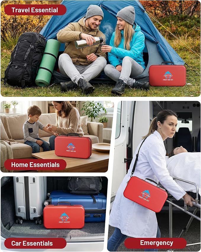 500 Pcs First Aid Kit for Home/Car/Travel/Camping/Businesses, Waterproof Emergency Kit for Hiking, Sports, Truck, Office, Vehicle & Outdoor Emergency Supplies, Well-Organized Home Travel Essentials