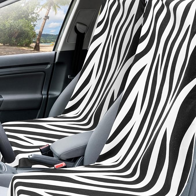 Hahafelt 2 Pack Car Seat Towel Covers with Storage Bag 63 x 32 Inch Athletic Running Towel Seat Sweat Washable Non Slip Cover Gift for Car Outdoor Sport Activities (Zebra)