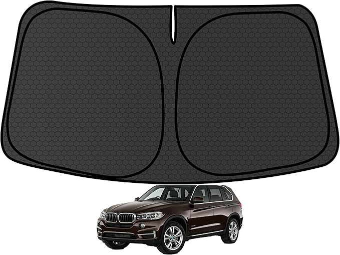 X5 Customized Windshield Sun Shade for 2014 2015 2016 2017 2018 X5 (Fit for M Sport | xLine) Front Window Sunshade Visor Protector Foldable Blocks UV Rays Keep Car Cooler Accessories