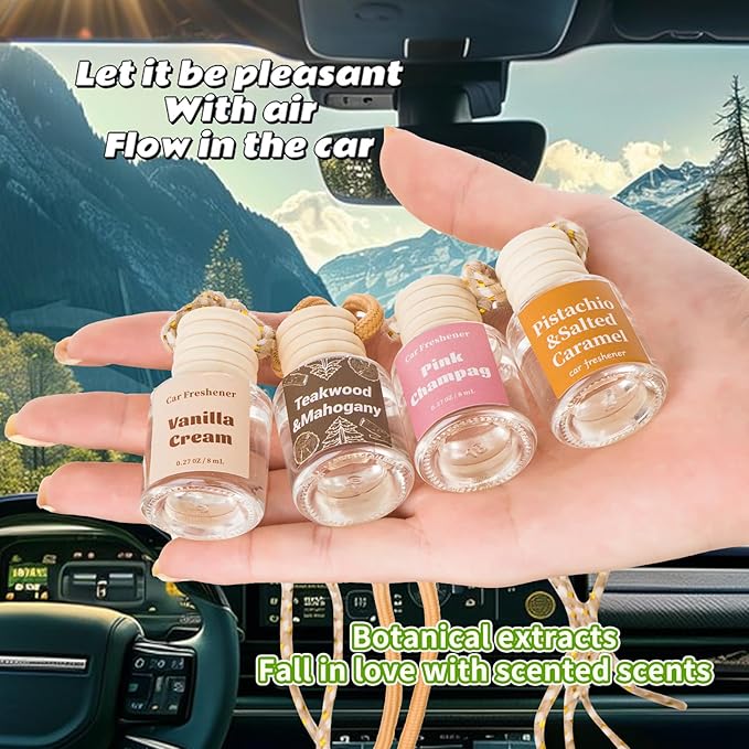 Car Air Freshener Diffuser, Hanging Car Scents Air Freshener, Car Fresheners Long Lasting, Essential Oil Diffuser, Teakwood & Mahogany Fragrance Oil, 2pcs
