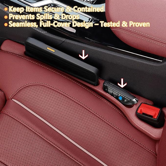 2 PCS Car Seat Gap Filler for BMW X1 X3 X5, Seat Gap Plug with Storage Slot Console Organizer to Stop Items Falling Between Seats Plug Play,B/Red