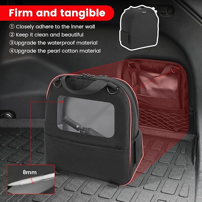 3rd Gen Upgrade RAV4 Trunk Cubby Bag Organizer with Clear Window,Small Cargo Side Pocket Compatible with Toyota Rav4 2025 2024 2023 2022 2021 2020 2019 Storage Emergency Backpack for Empty Hole