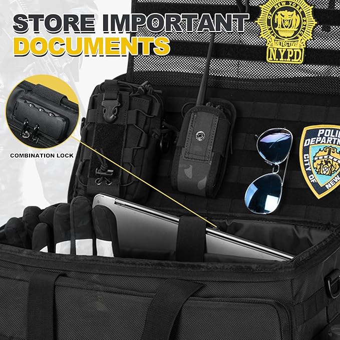 Car Front Seat Organizer | Patrol Bag | large police duty Bag | 45L size 17" laptop compatible | Military Duffle for patrol, Gym, Camping, Hunting, Range | DIY space