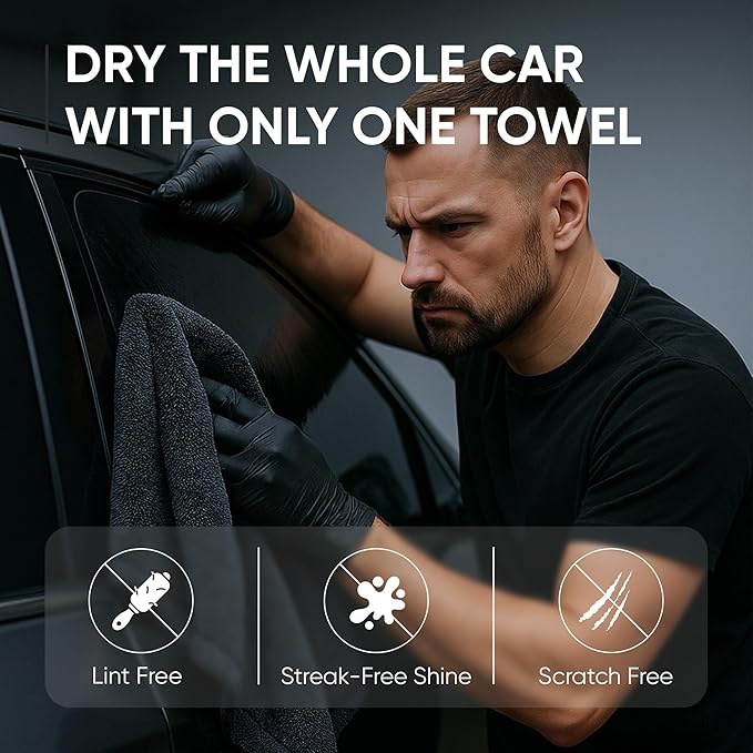 Papa Dragon Extra Large Car Drying Towel | 1300 GSM 25"x34" | Super Absorbent Microfiber Towel for Cars, Streak-Free, Scratch-Free Detailing Towel for Cars, Truck, SUV - 1 Pack