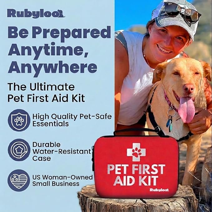 Dog First Aid Kit - Vet Approved Emergency Supplies - Pet First Aid Kit Guide, Tick Remover, Slip Leash & Medical Essentials for Home, Camping, Car, RV, Travel (Travel + Essential 2-Pack)