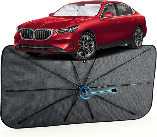 Car Windshield Sun Shade for BMW 5 Series 2018-2026 –[Reflective Coated Fabric] Sunshade Umbrella for Front Window, Car Shades Sun Visor Keep Car Cool and Protects Interior, 1:1 Exact Fit