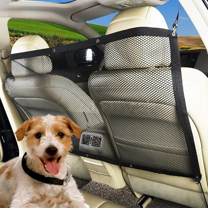 2 Sets Pet Safety Fence Net for Car Dogs Mesh Barrier for Vehicle Back Seat Separation Easy Install Pet Car Mesh Divider for Suvs and Trucks