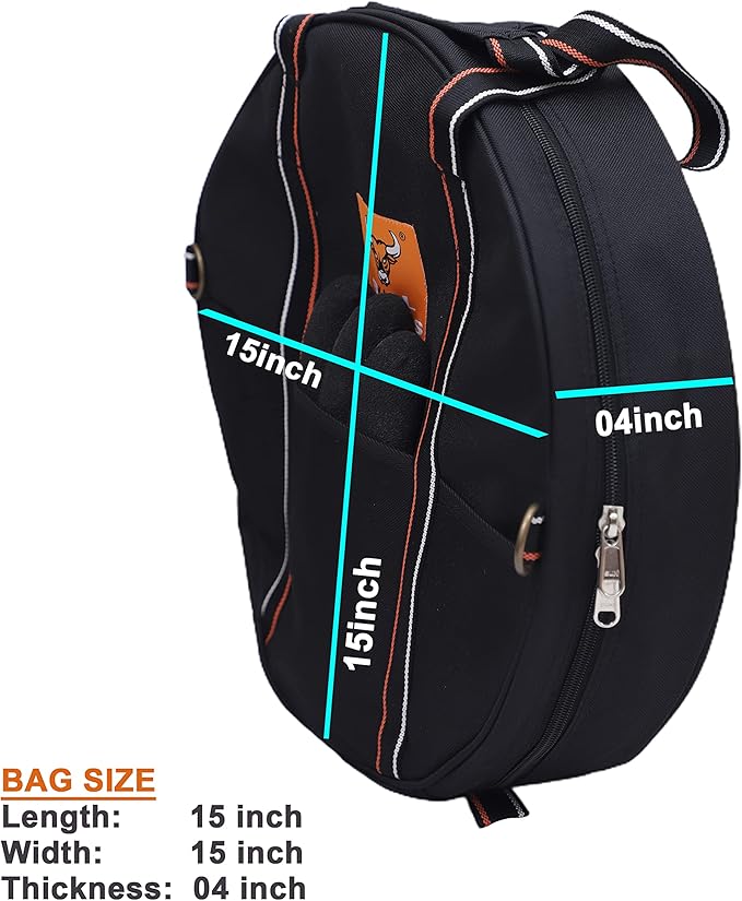 BULL TOOLS EV Charging & Jumper Cable Storage Bag, Organizer 6 Pocket Handmade Carry Bag - 15x15x4 Inch Waterproof Ballistic Polyester Round Bag, Cords, Small Tools, For Motor Vehicles - Black