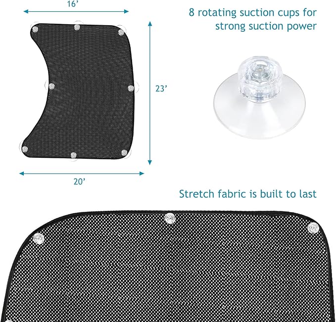 2Pcs Semi Trucks Window Shades, Side Window Sunshade for Truck with Suction Cups, 20"x23" for Volvo VNL, International Trucks, Freightliner Semi-Trailer Sunshade Accessories