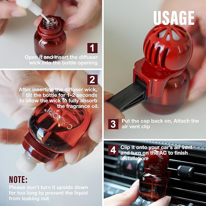 Carori Cute Car Air Freshener 2 Pack, Lightbulb-Shaped Car Fresheners, Automotive Vent Clip, Long Lasting Scent, Essential Oils, Cute Car Accessories for Women, Apple Cinnamon Scent