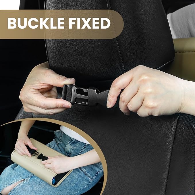 Car Tissue Holder, WHHMK Tissue Box Cover Keep Car Tidy,Premium PU Leather Backseat Napkin Rectangle Organizer, Extra Large Tissue Box Storage in Car Fits for 100-150 Regular Size Tissues,Grey(1 Pack)
