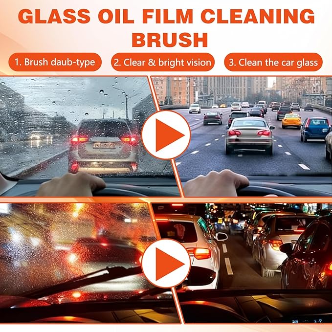 Glass Oil Film Remover for Car, Glass Guard, Glass Emulsion Cleaner, Oil Film Remover & Windshield Cleaner For Cars Window, Improve Windshield Clarity for Safe Driving, 2pcs