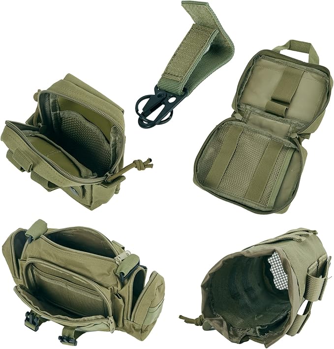 BXBXHD Universal Tactical Car Seat Back Organizer Bag - Molle Vehicle Organizers Panel with 4 Detachable Pouches (Military Green)