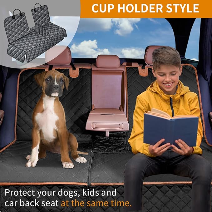 IVY&LANE Dog Car Seat Cover for Back Seat,Conversible 2-in-1 Waterproof Front Seat Cover,Heavy-Duty & Scratchproof Car Seat Protector Cover for SUVs,Trucks and Sedans,Large