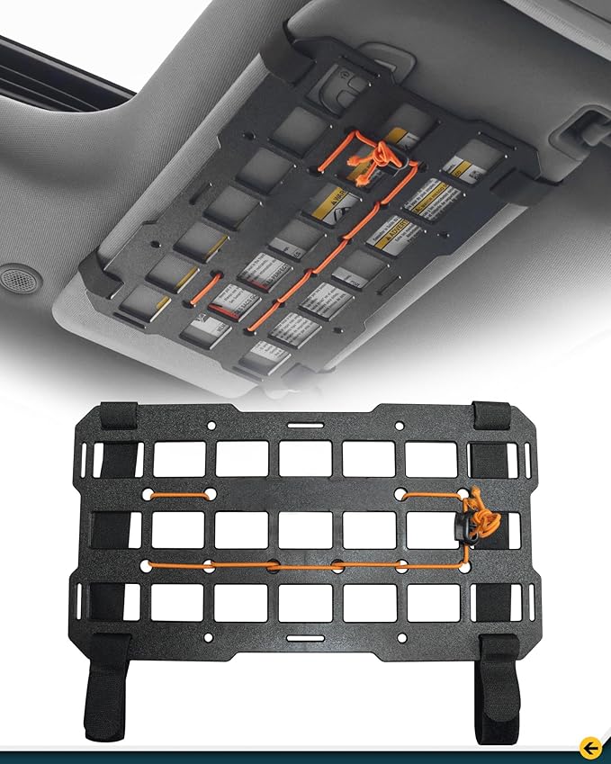 Trumgeta 7"x13" Universal Sun Visor Organizer Rigid MOLLE Panel for Vehicle Car SUV Trucks Tactical Gears Interior Accessories