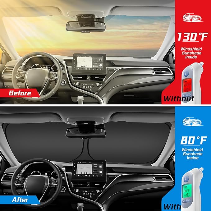 ARISMOTOR Windshield Sun Shade for Ford F-150 F150 2021-2025 2026, Custom Fit Foldable Front Window Sunshade Sun Visor Protector, Block UV Rays Keep Your Car Cooler