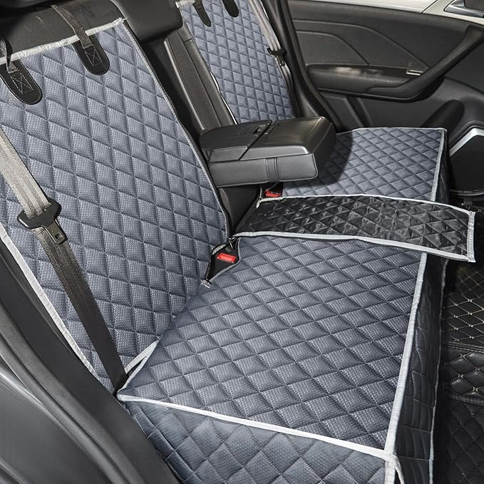 ANOSOSPECIAL Grey Dog Car Seat Cover for Back Seat X-Large,Non-Stick Fur,Pet-Friendly and Waterproof - Universal Fit Interior Protector for Auto, Van, SUV - Ideal for Kids and Pets (X-Large)