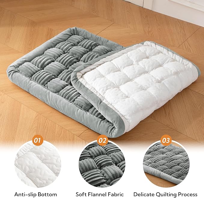 Soulbond Dog Bed for Car Back Seat Soft Plush Backseat Pet Bed Mat Non-Slip Travel Pet Mat, Fuzzy Plaid Dog Seat Cover, Fit for Backseat Extenders and Trucks SUVs (Light Gray, 54" x 24.8")