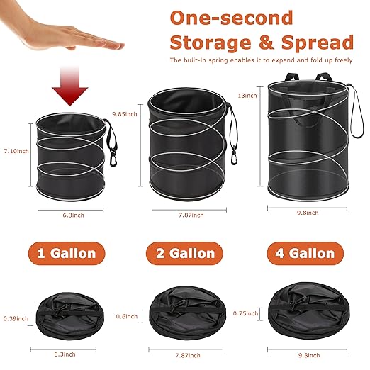 Ginsco 2Packs 4 Gallons New Leakproof Car Trash Can, Large Trash Can Pop-up Collapsible Hanging Car Trash Bin, Waterproof PEVA Liner Open-Top Garbage Can for Home Office Camping