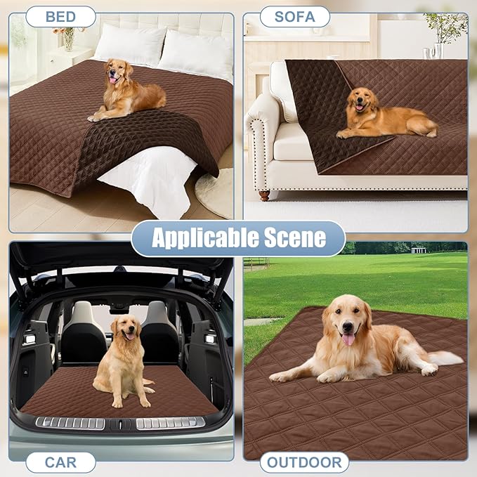 Smiry Waterproof Couch Covers for Dogs Washable, Reversible Pet Couch Covers for 3 Cushion Sofa Pet Friendly, Soft Sofa Furniture Protector for Dogs Cat Kids, Checkered (30"x95", Brown/Chocolate)