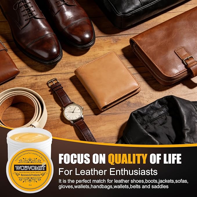 Leather Cleaner and Conditioner - Furniture Repair Salve, Restorer & Polish for Couch, Car Seat, Bag, Boot | Prevents Cracking, Fading & Water Stains | UV Protectant for Wood, Vinyl - 8oz