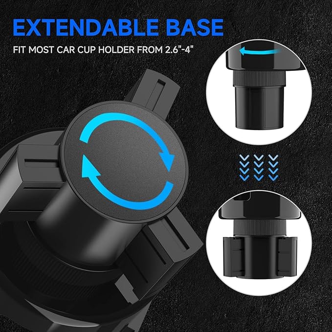 GDQ 2-in-1 Car Cup Holder Expander with Coin Organizer - Adjustable Base, Universal Fit for Most Vehicles, Compatible with Yeti/Stanley Large Mugs & All Handle Cups, Automotive Interior Storage