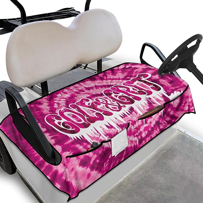 Universal Golf Cart Seat Cover with 4 Pockets Soft Golf Cart Seat Towel Blanket Fits 2-Seat Golf Carts