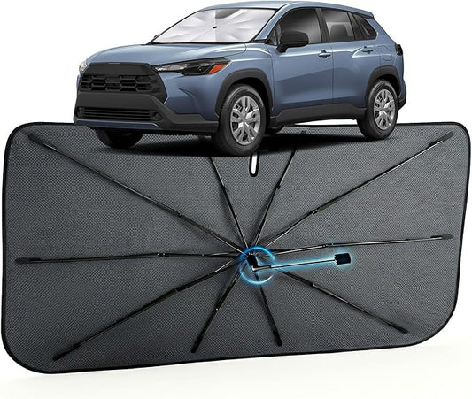 Car Windshield Sun Shade for Toyota Corolla Cross 2022-2026 –[Reflective Coated Fabric] Sunshade Umbrella for Front Window, Car Shades Sun Visor Keep Car Cool and Protects Interior, 1:1 Exact Fit