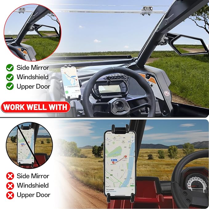StarknightMT X3 Phone Mount - 360°Adjustable Dashboard Phone Holder Compatible with 2017-2024 Maverick X3 & Maverick X3 Max All Models,Heavy Duty Aluminum Alloy,for 5"-7.7" Cell Phone