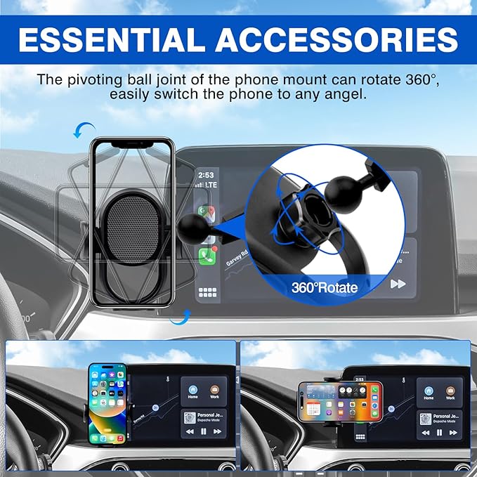 Autorder Car Phone Holder for 2021-2025 Ford Escape Accessories 8-Inch Cell Phone Mount with Dash Organizer Hands-Free 360 Degree Rotation(Not fit 13.2" Screen)