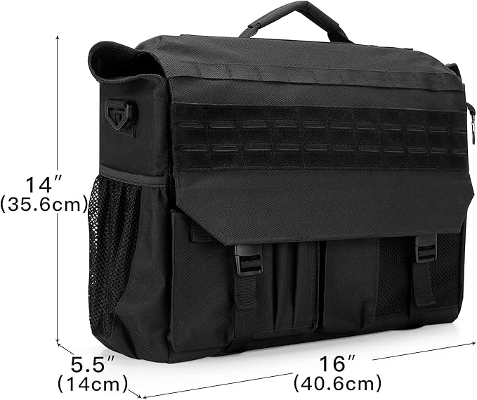 Trunab Patrol Bag, Car Front Seat Organizer, Police Duty Bag for Law Enforcement with 15.6” Laptop Sleeve, Molle Webbing, Multiple Compartment, Removable Straps, Black